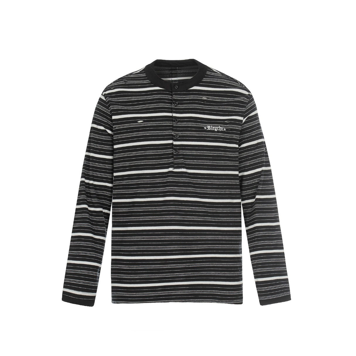 Mono Stripe Henley Long Sleeve