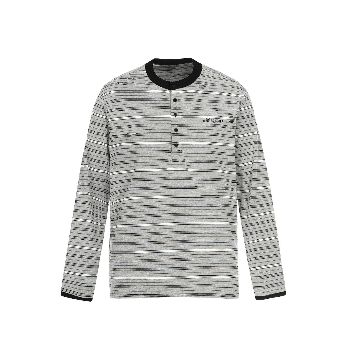 Mono Stripe Henley Long Sleeve