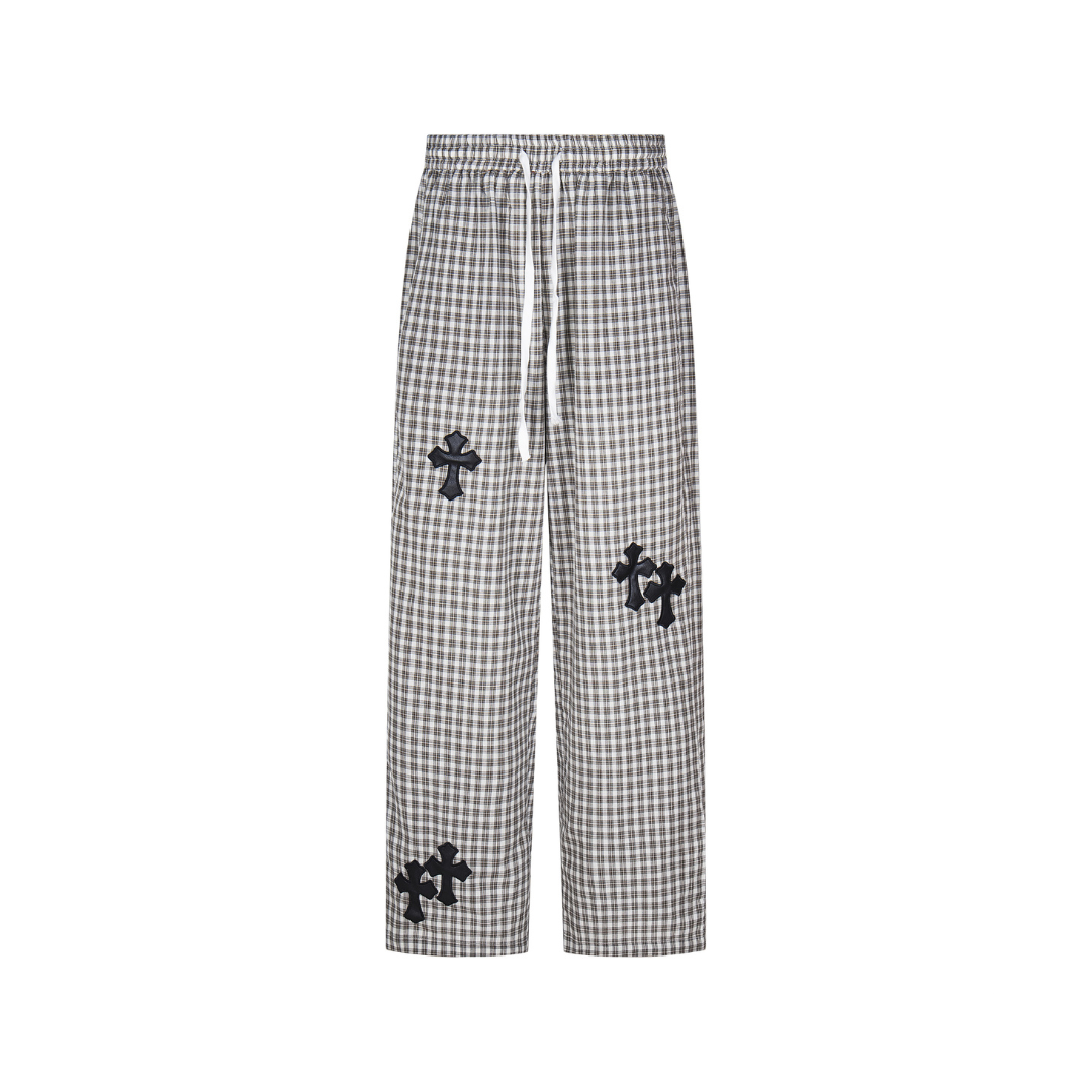 Plaid Cross-Patch Relaxed Pants - h0neybear Clothing