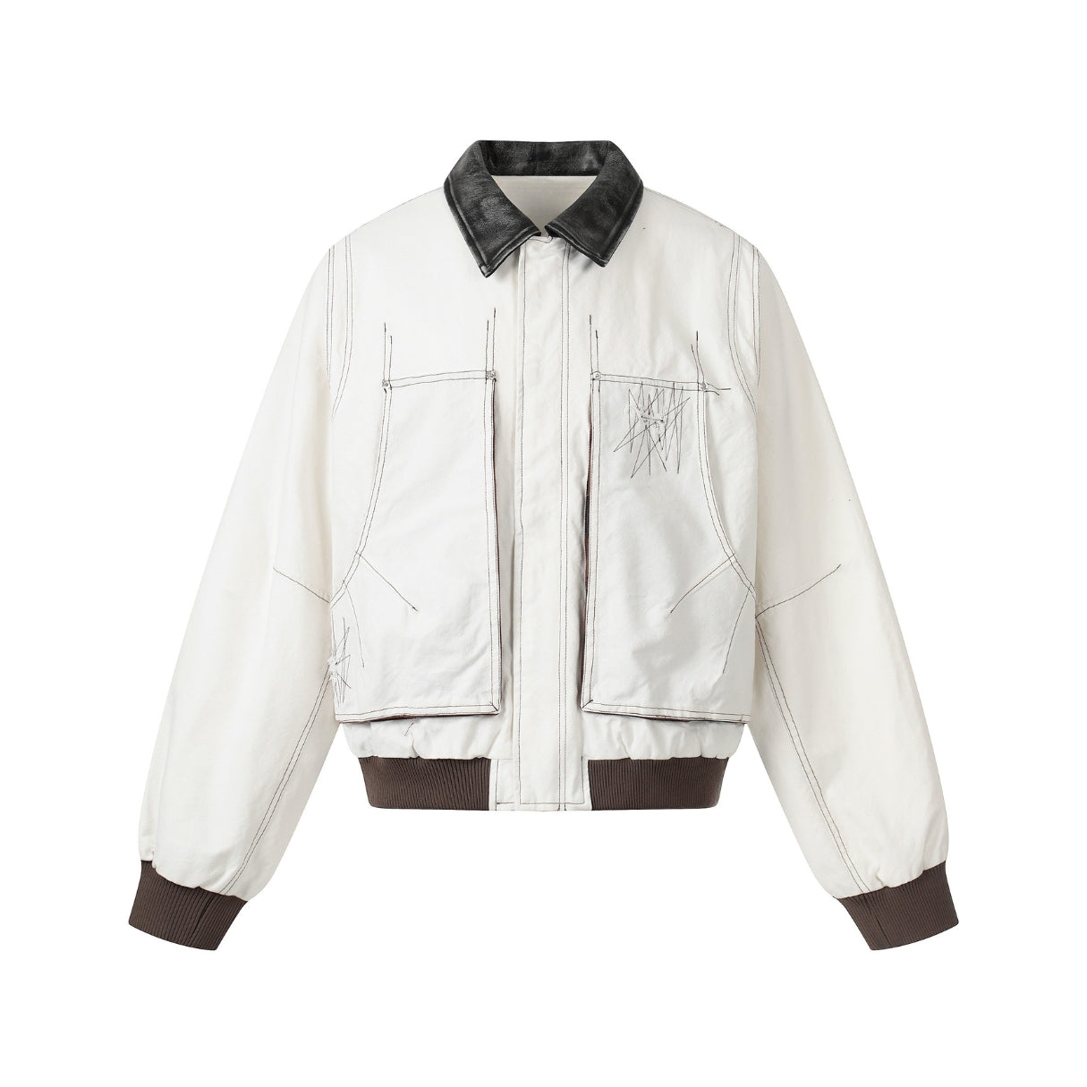 Ivory Contrast Stitch Utility Jacket