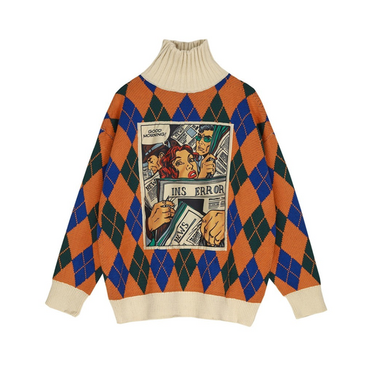 Vintage Comic Turtleneck Sweater | Unisex Vintage Pullovers | h0neybear