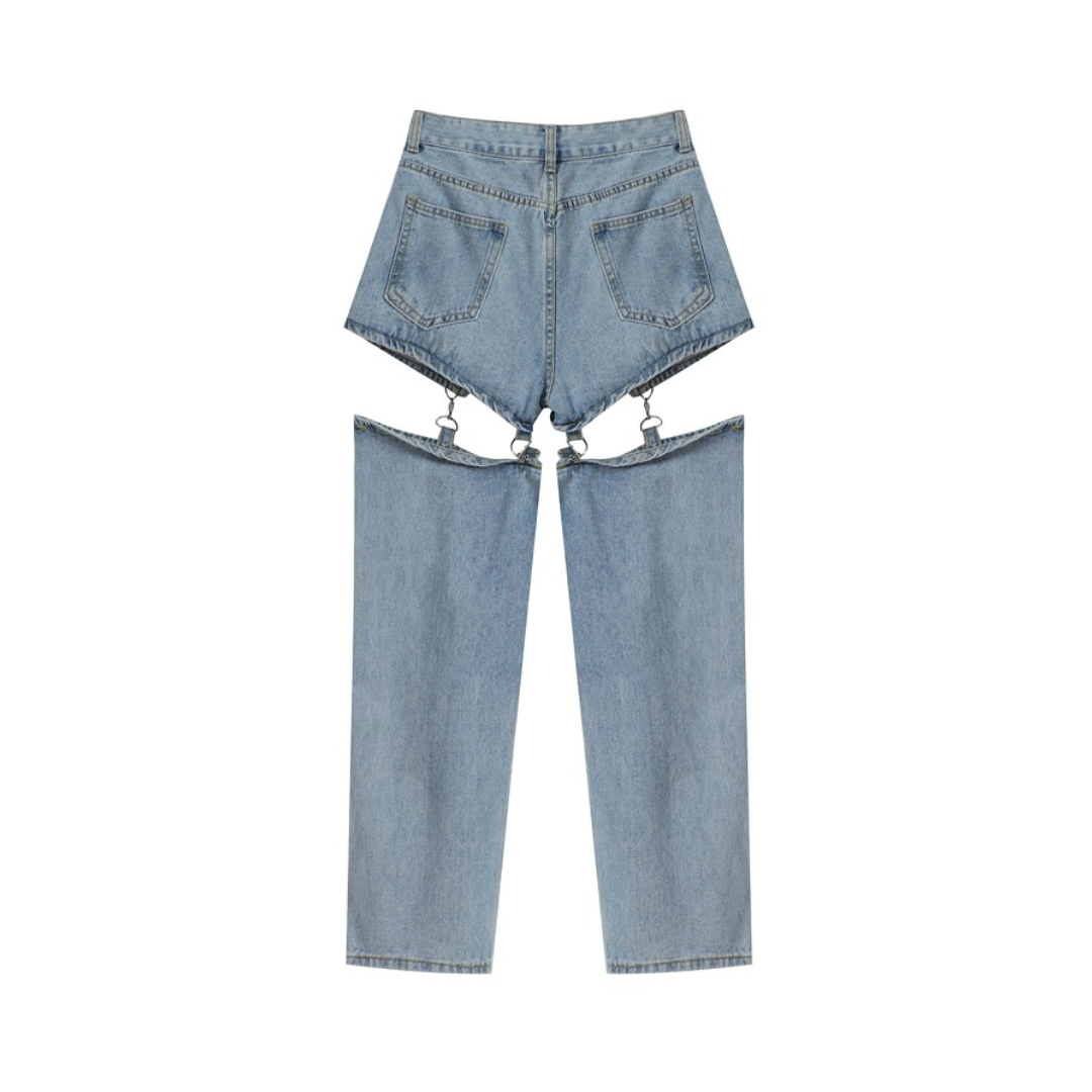 Detachable Leg Baggy Jeans