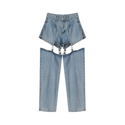 Detachable Leg Baggy Jeans | Y2K Women's Pants | H0NEYBEAR