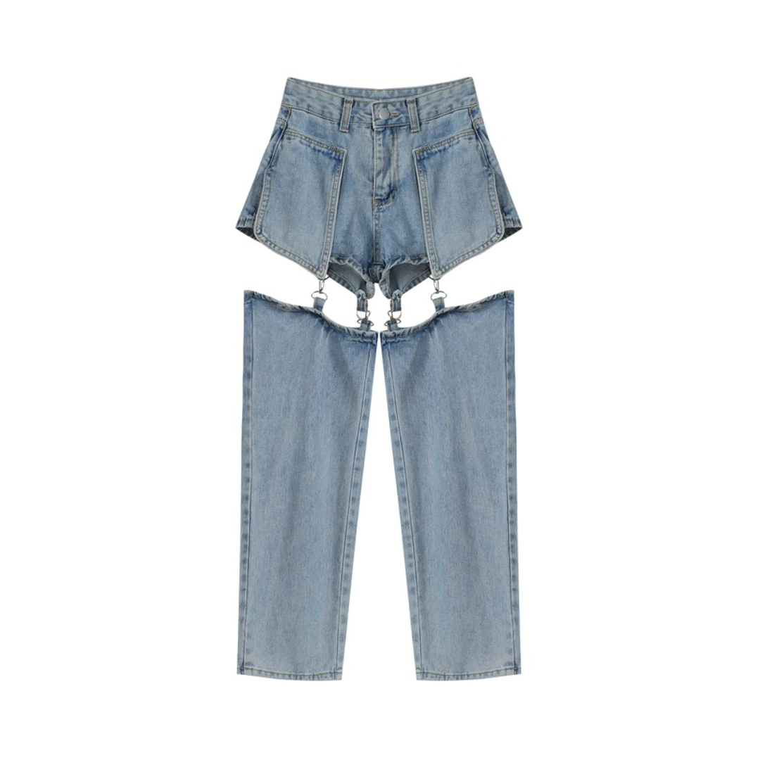 Detachable Leg Baggy Jeans | Y2K Women's Pants | H0NEYBEAR