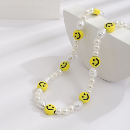 Smiley Face Beaded Pearl Necklace | Unisex Jewelry and Accessories | h0neybear