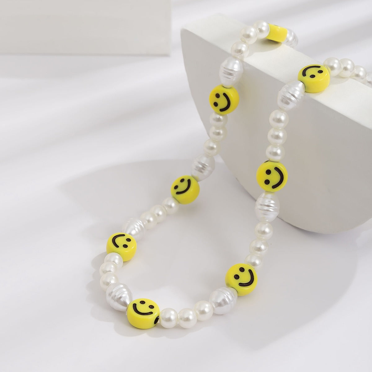 Smiley Face Beaded Pearl Necklace | Unisex Jewelry and Accessories | h0neybear