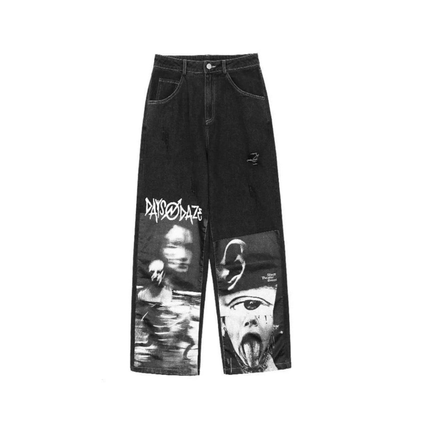 Black Graffiti Wide Leg Pants | Baggy Trousers | h0neybear