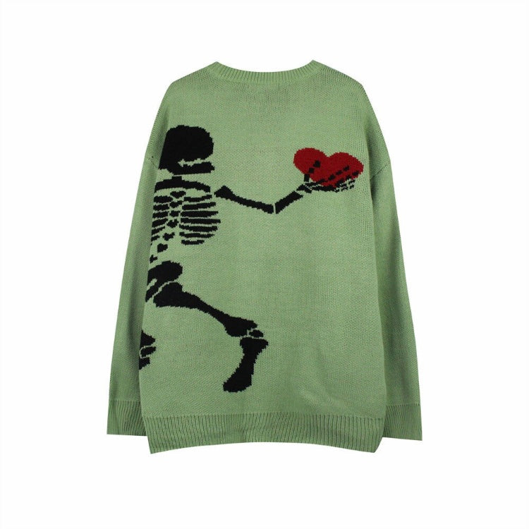 Skeleton Heart Knit Sweater