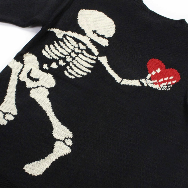 Skeleton Heart Knit Sweater