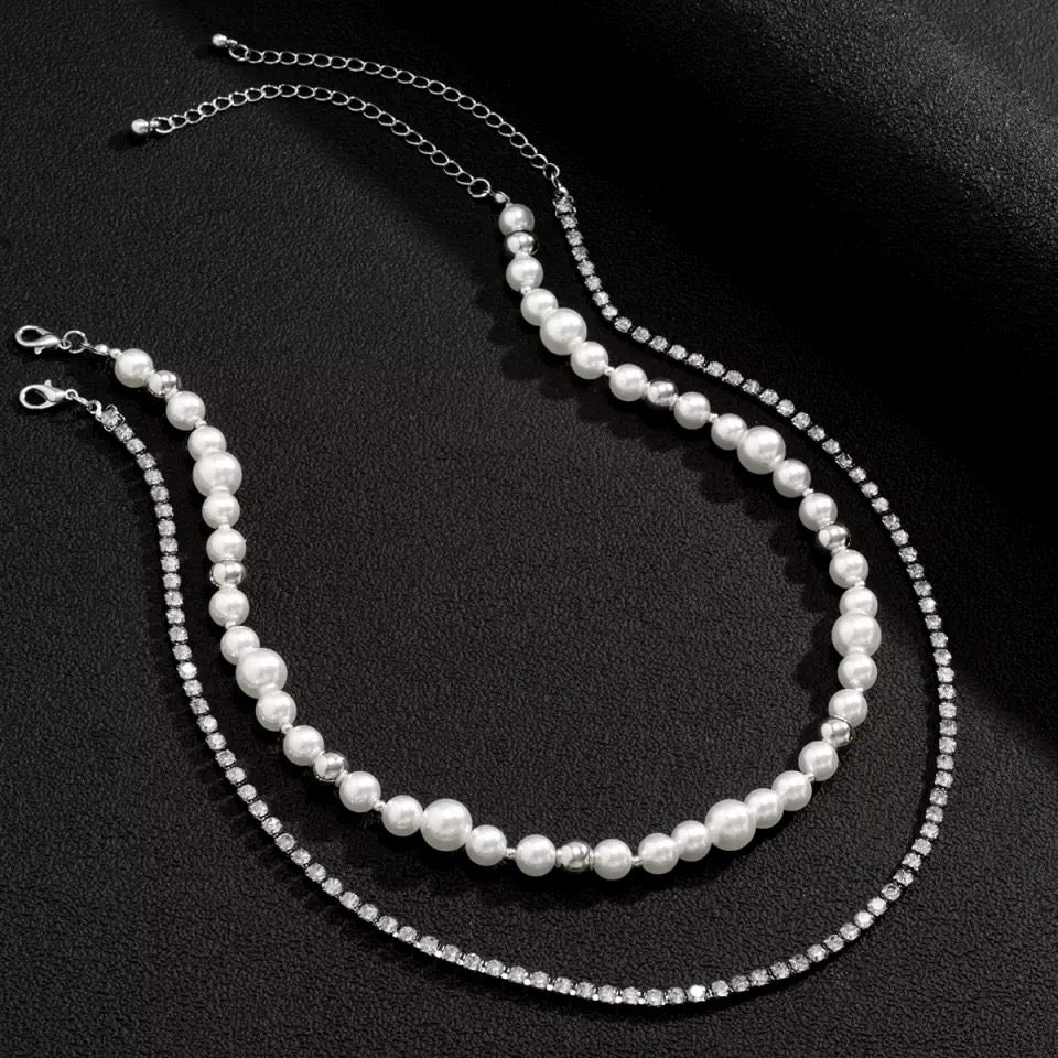 Layered Pearl Chain Combo Necklace