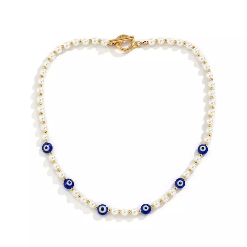 Evil Eye Pearl Necklace