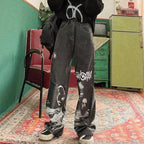 Black Graffiti Wide Leg Pants | Baggy Trousers | h0neybear