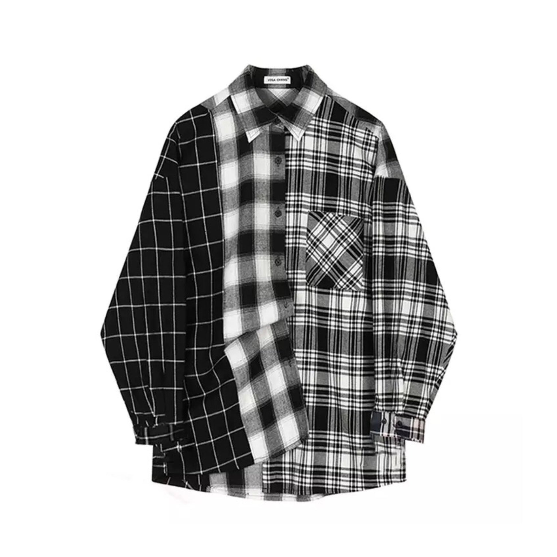 Oversized Plaid Patchwork Shirt for Women