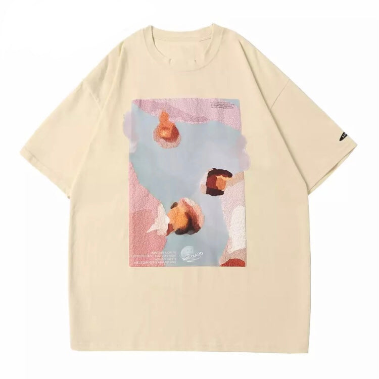 Beige Painting Print T-shirt