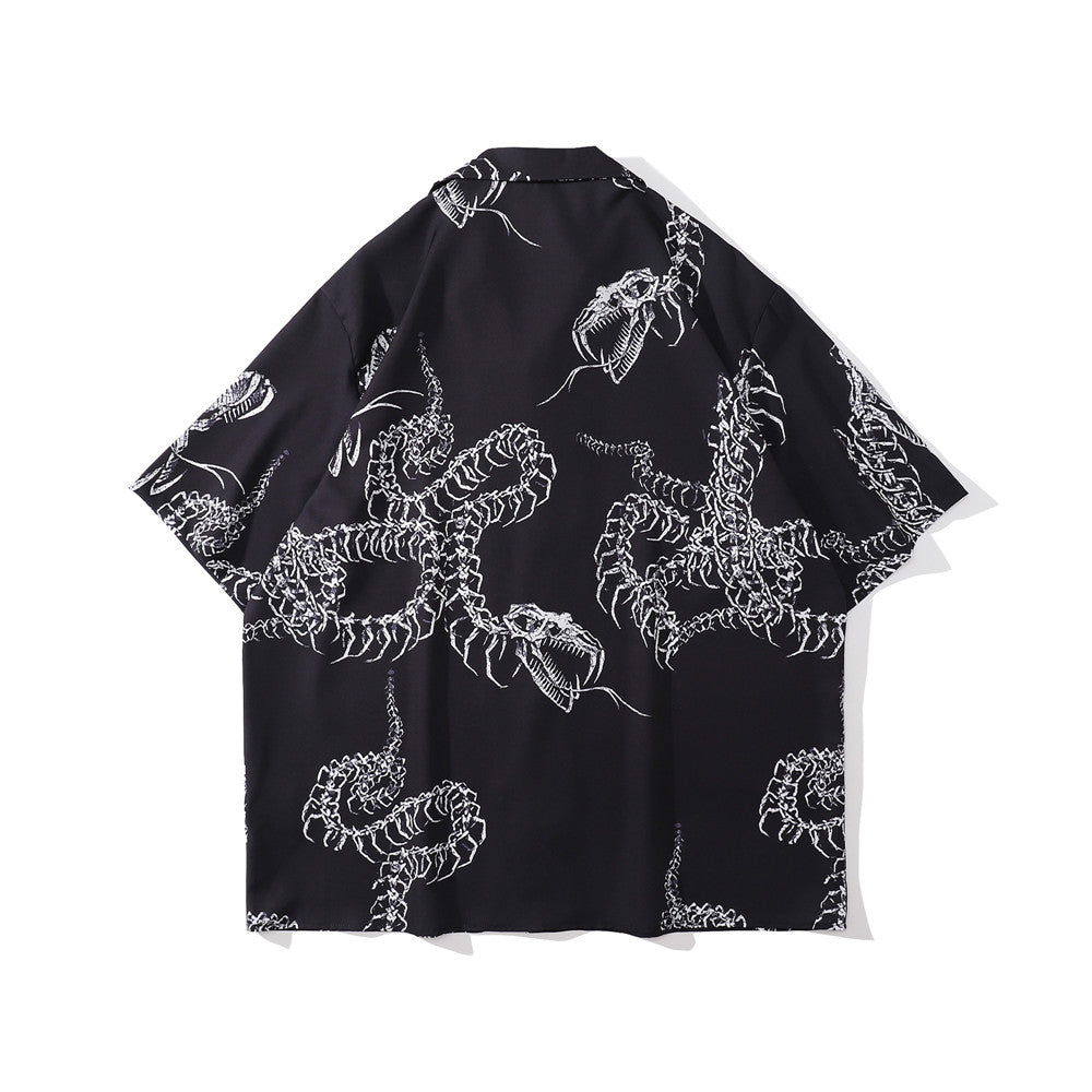 Black Snake Skeleton Shirt | Cotton Shirt  | H0neybear