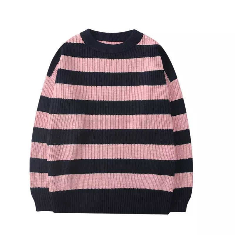 Classic Striped Knitted Sweater | Vintage Stripe Grunge Sweaters | H0NEYBEAR