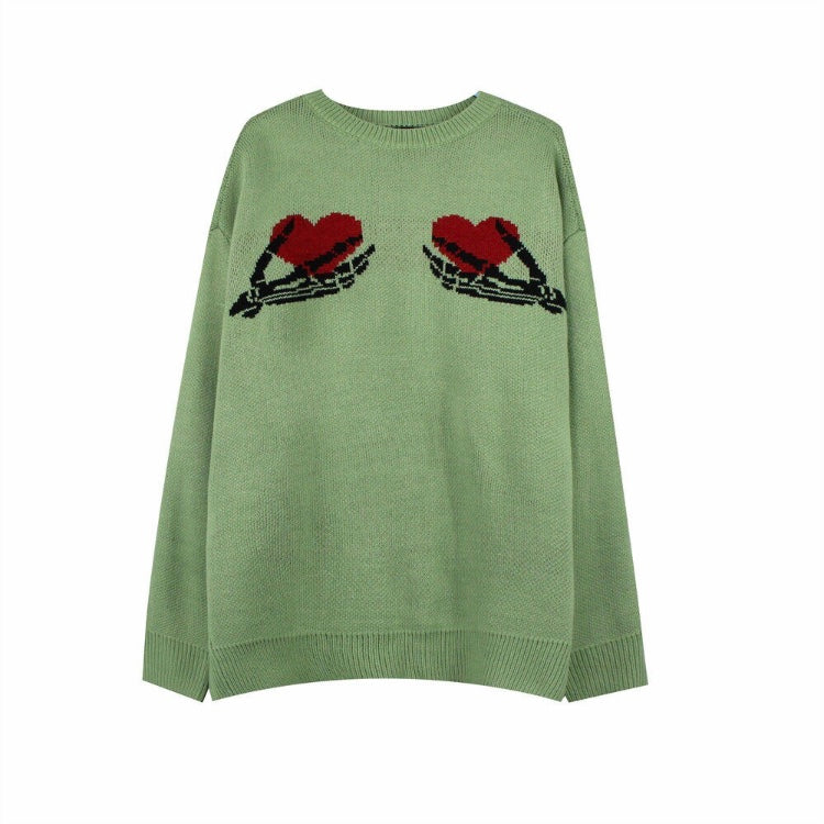 Skeleton Heart Knit Sweater