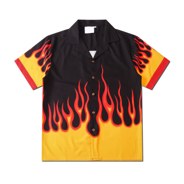 Black Flames Shirt | Cotton And Polyester Shirt | H0neybear