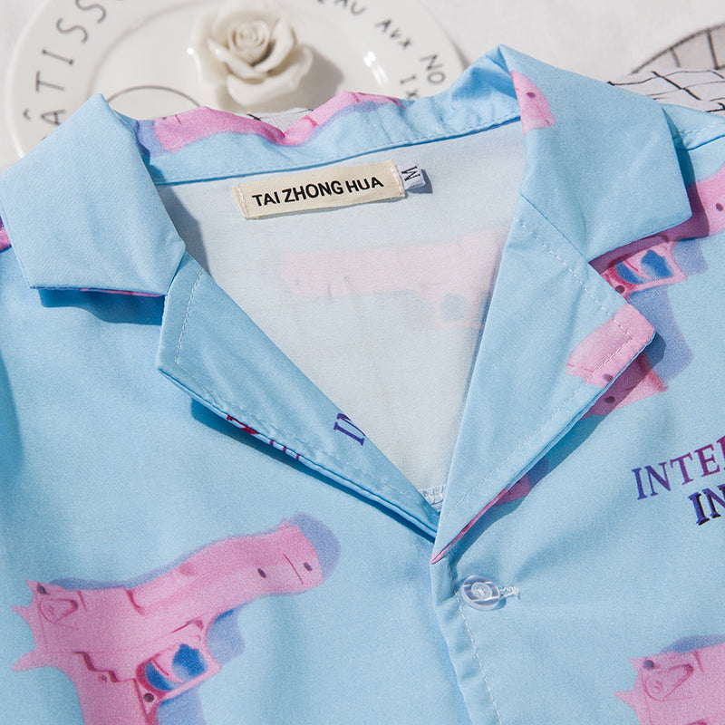 Pink Gun Shirt | Cotton And Polyester Shirt | H0neybear