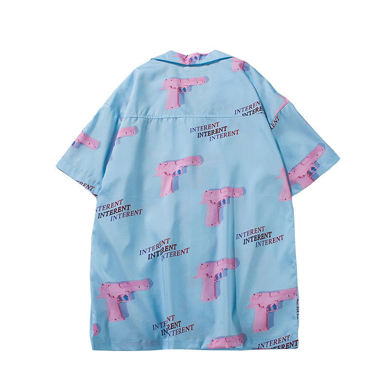 Pink Gun Shirt | Cotton And Polyester Shirt | H0neybear