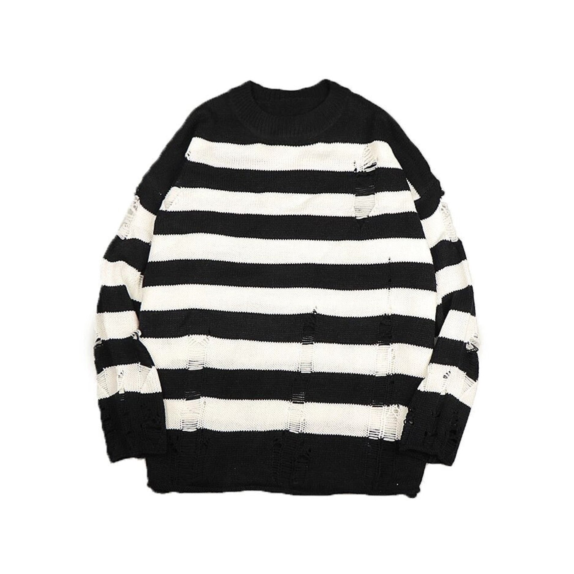 Stripe Ripped Sweater – h0neybear