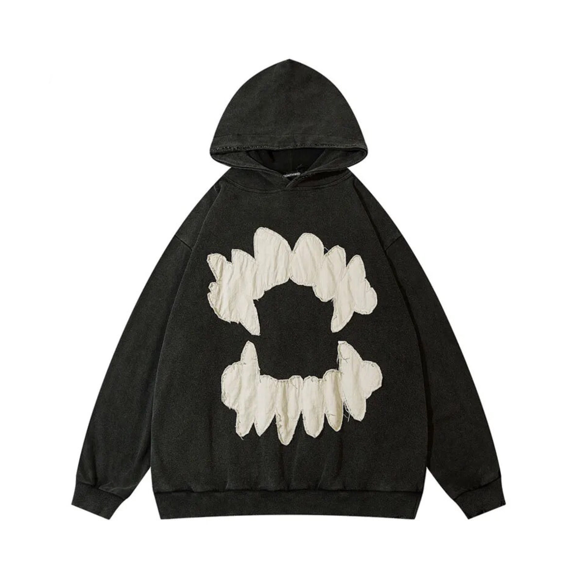 Vampire Teeth Hoodie Embroidered Patch Grunge Sweatshirt Unisex