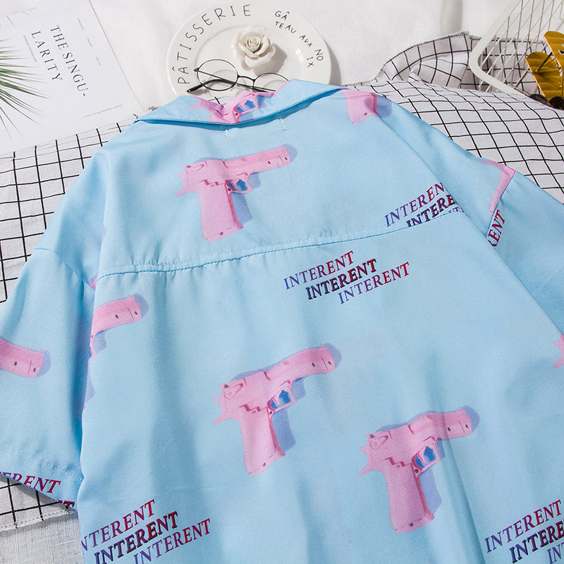 Pink Gun Shirt | Cotton And Polyester Shirt | H0neybear