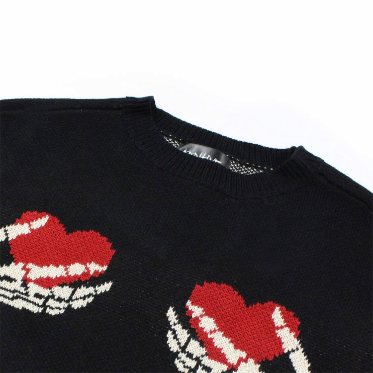 Skeleton Heart Knit Sweater
