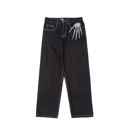 Skeleton Hand Pants | Y2K Black Jeans | Unisex Trousers | h0neybear