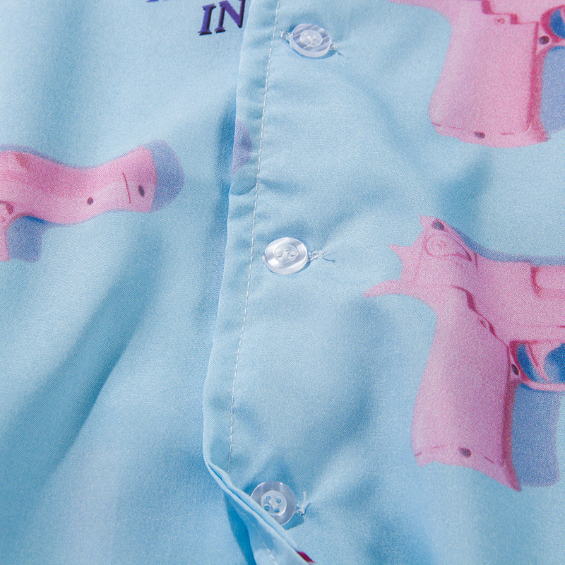Pink Gun Shirt | Cotton And Polyester Shirt | H0neybear