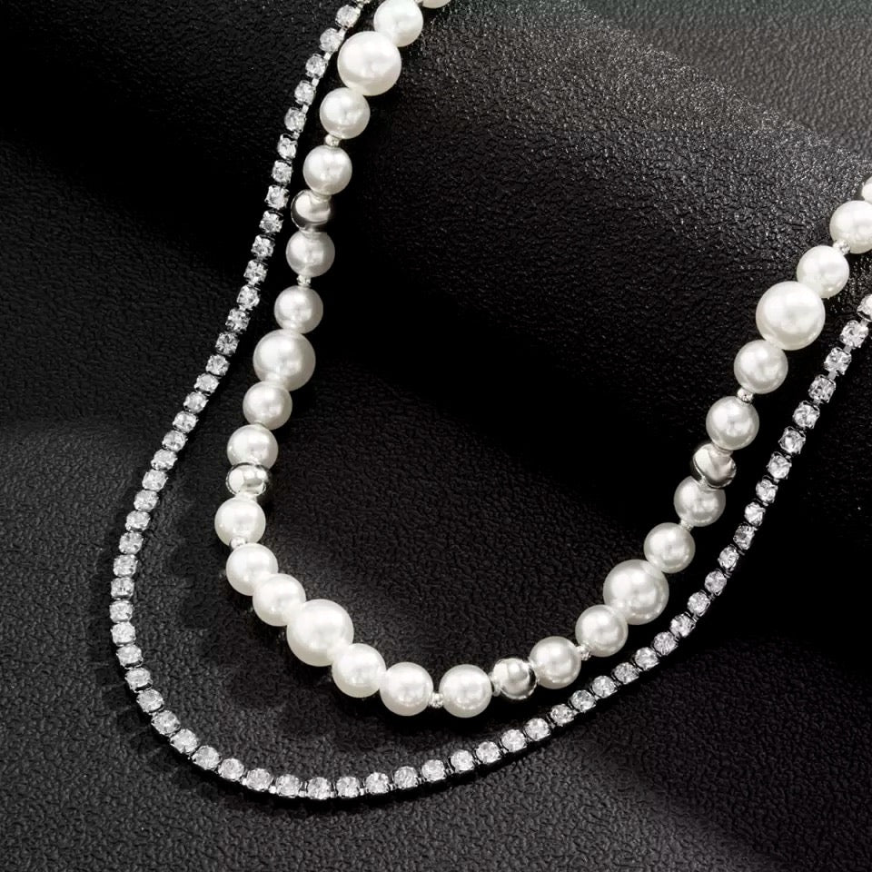 Layered Pearl Chain Combo Necklace