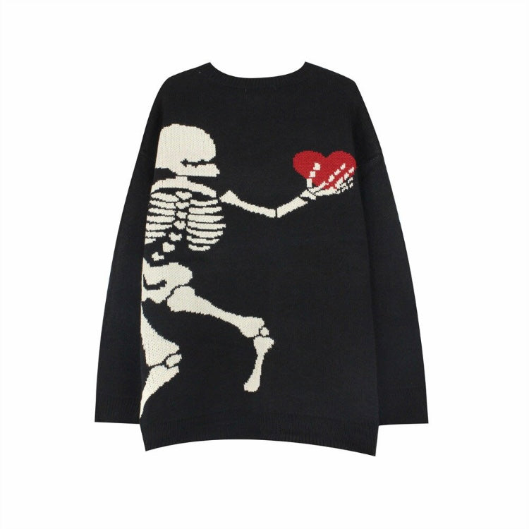 Skeleton Heart Knit Sweater