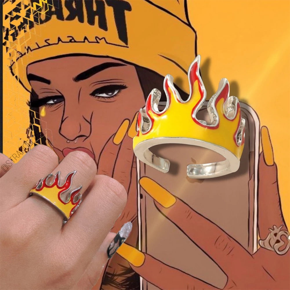 Aesthetic Flames Ring | Y2K Jewelry | h0neybear