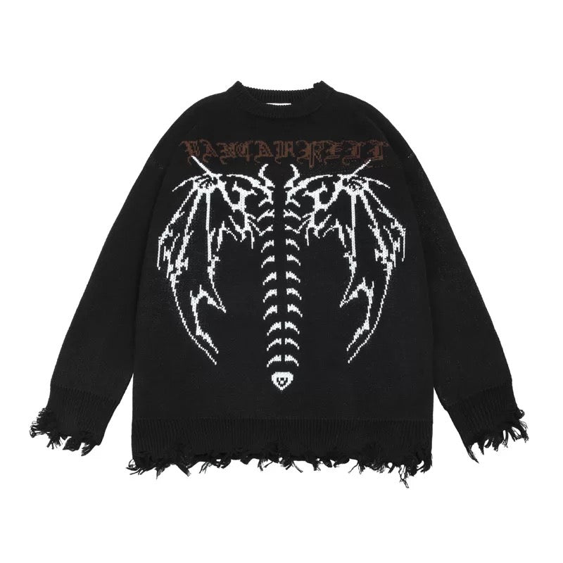 Ripped Demon Wings Sweater